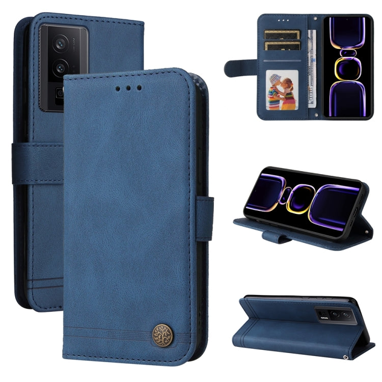Skin Feel Life Tree Metal Button Leather Phone Case, For Xiaomi 13T / Redmi K60 Ultra, For Xiaomi Redmi K70 / K70 Pro, For Xiaomi Redmi Poco F5, For Xiaomi Redmi K60 / K60 Pro