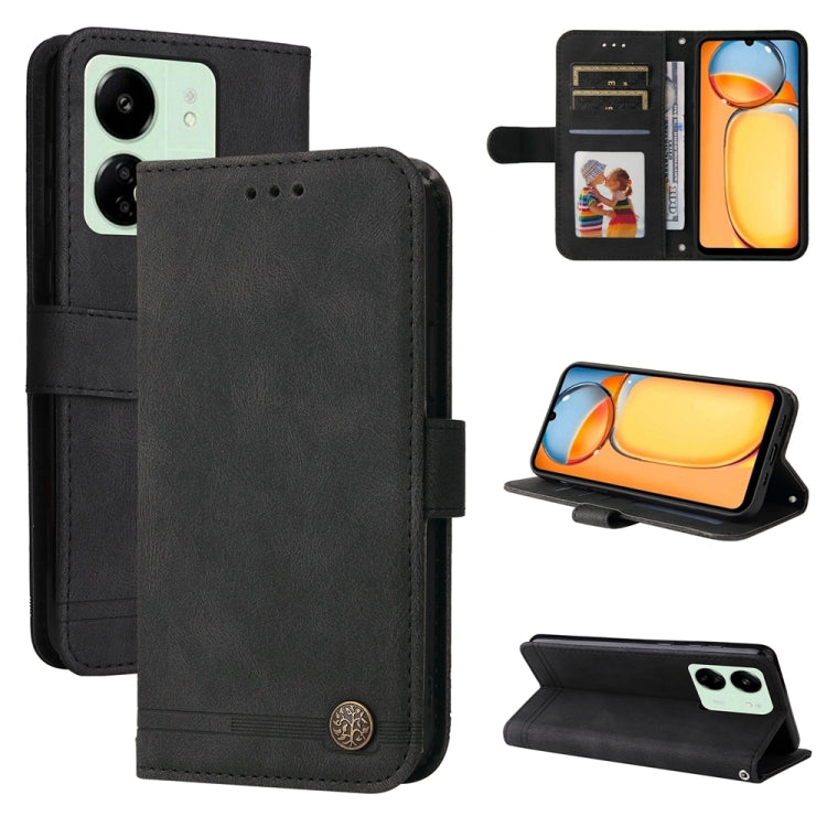 Skin Feel Life Tree Metal Button Leather Phone Case, For Xiaomi Redmi Note13 5G Global, For Xiaomi Redmi 13C 4G, For Xiaomi Redmi Note13 Pro+ 5G Global, For Xiaomi Redmi Note13 Pro 5G Global