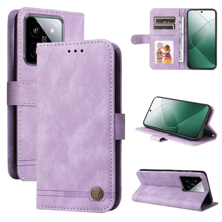 Skin Feel Life Tree Metal Button Leather Phone Case, For Xiaomi Redmi K70E, For Xiaomi 14 Ultra, For Xiaomi 14 Pro, For Xiaomi 14