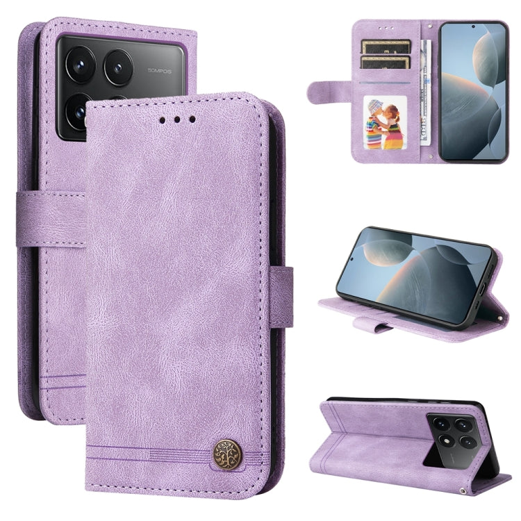 Skin Feel Life Tree Metal Button Leather Phone Case, For Xiaomi 13T / Redmi K60 Ultra, For Xiaomi Redmi K70 / K70 Pro, For Xiaomi Redmi Poco F5, For Xiaomi Redmi K60 / K60 Pro