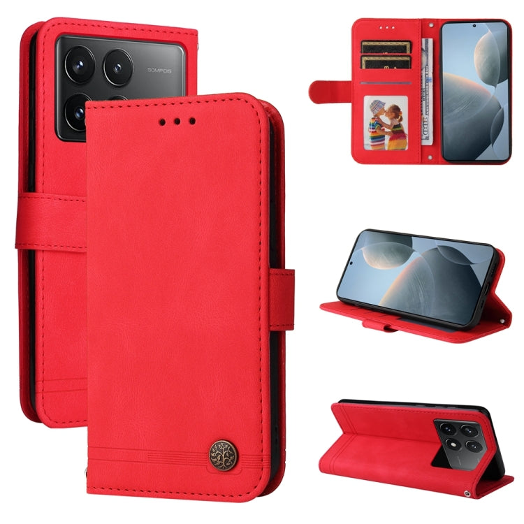 Skin Feel Life Tree Metal Button Leather Phone Case, For Xiaomi Redmi K70E, For Xiaomi 14 Ultra, For Xiaomi 14 Pro, For Xiaomi 14