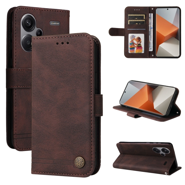 Skin Feel Life Tree Metal Button Leather Phone Case, For Xiaomi Redmi Note13 5G Global, For Xiaomi Redmi 13C 4G, For Xiaomi Redmi Note13 Pro+ 5G Global, For Xiaomi Redmi Note13 Pro 5G Global