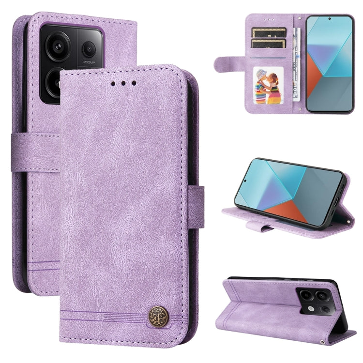 Skin Feel Life Tree Metal Button Leather Phone Case, For Xiaomi Redmi Note13 5G Global, For Xiaomi Redmi 13C 4G, For Xiaomi Redmi Note13 Pro+ 5G Global, For Xiaomi Redmi Note13 Pro 5G Global