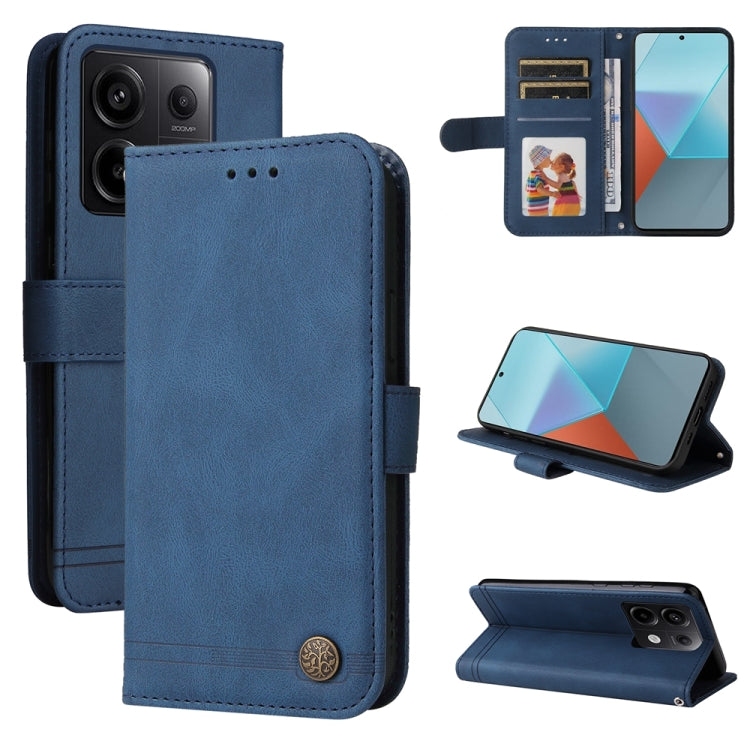 Skin Feel Life Tree Metal Button Leather Phone Case, For Xiaomi Redmi Note13 5G Global, For Xiaomi Redmi 13C 4G, For Xiaomi Redmi Note13 Pro+ 5G Global, For Xiaomi Redmi Note13 Pro 5G Global
