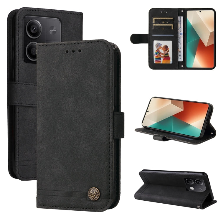 Skin Feel Life Tree Metal Button Leather Phone Case, For Xiaomi Redmi Note13 5G Global, For Xiaomi Redmi 13C 4G, For Xiaomi Redmi Note13 Pro+ 5G Global, For Xiaomi Redmi Note13 Pro 5G Global