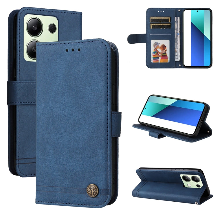 Skin Feel Life Tree Metal Button Leather Phone Case, For Xiaomi Poco F6, For Xiaomi Redmi A3, For Xiaomi Redmi Note13 Pro 4G Global/Poco M6 Pro 4G, For Xiaomi Redmi Note13 4G
