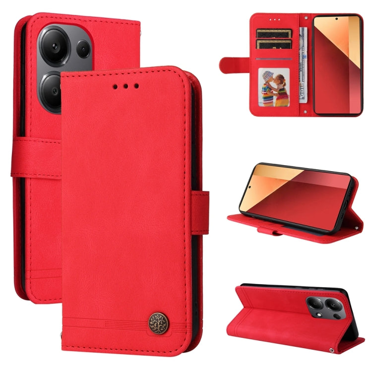 Skin Feel Life Tree Metal Button Leather Phone Case, For Xiaomi Poco F6, For Xiaomi Redmi A3, For Xiaomi Redmi Note13 Pro 4G Global/Poco M6 Pro 4G, For Xiaomi Redmi Note13 4G