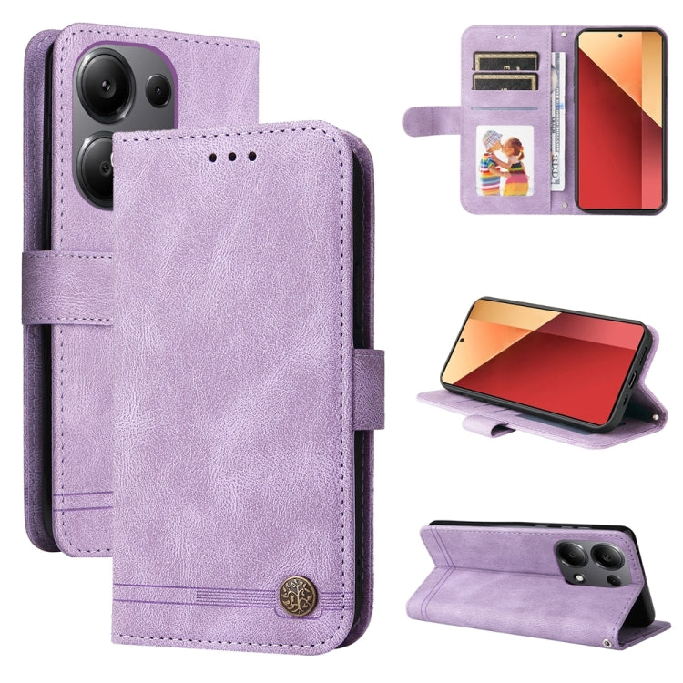 Skin Feel Life Tree Metal Button Leather Phone Case, For Xiaomi Poco F6, For Xiaomi Redmi A3, For Xiaomi Redmi Note13 Pro 4G Global/Poco M6 Pro 4G, For Xiaomi Redmi Note13 4G