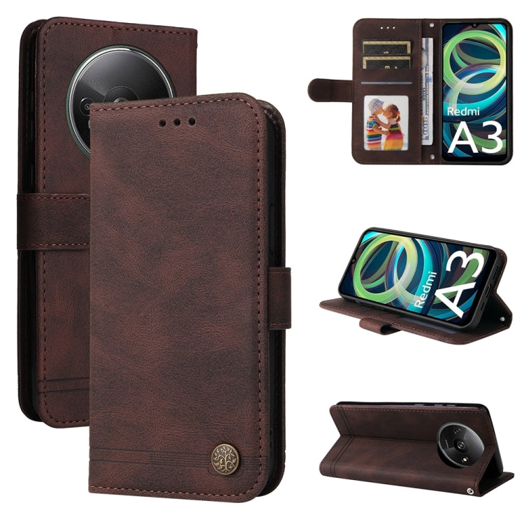Skin Feel Life Tree Metal Button Leather Phone Case, For Xiaomi Poco F6, For Xiaomi Redmi A3, For Xiaomi Redmi Note13 Pro 4G Global/Poco M6 Pro 4G, For Xiaomi Redmi Note13 4G