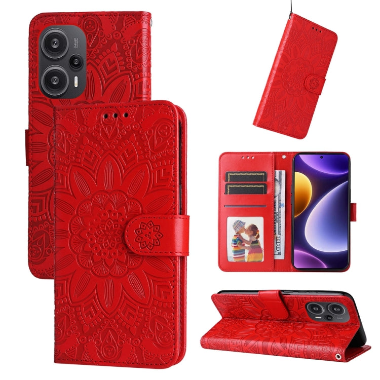Embossed Sunflower Leather Phone Case, For Xiaomi Redmi K70 / K70 Pro, For Xiaomi Redmi Poco F5, For Xiaomi Redmi K60 / K60 Pro, For Xiaomi Redmi Note 12S 4G
