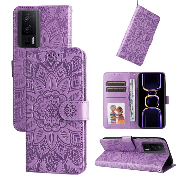 Embossed Sunflower Leather Phone Case, For Xiaomi Redmi K70 / K70 Pro, For Xiaomi Redmi Poco F5, For Xiaomi Redmi K60 / K60 Pro, For Xiaomi Redmi Note 12S 4G