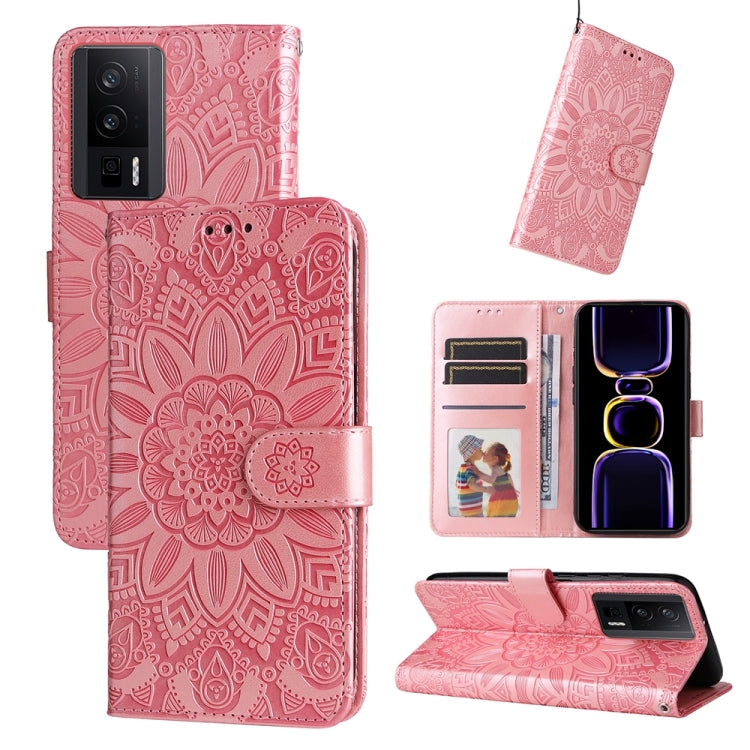 Embossed Sunflower Leather Phone Case, For Xiaomi Redmi K70 / K70 Pro, For Xiaomi Redmi Poco F5, For Xiaomi Redmi K60 / K60 Pro, For Xiaomi Redmi Note 12S 4G