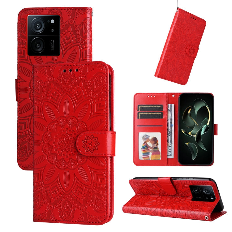 Embossed Sunflower Leather Phone Case, For Xiaomi Redmi 13C 4G, For Xiaomi Redmi Note13 Pro+ 5G Global, For Xiaomi Redmi Note13 Pro 5G Global, For Xiaomi 13T / Redmi K60 Ultra
