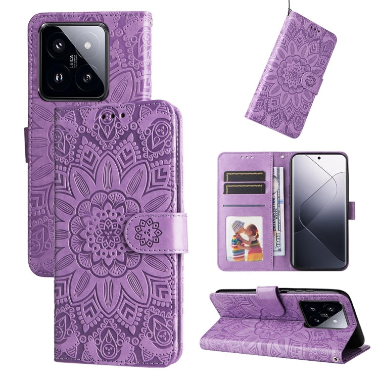Embossed Sunflower Leather Phone Case, For Xiaomi 14 Ultra, For Xiaomi 14 Pro, For Xiaomi 14, For Xiaomi Redmi Note13 5G Global
