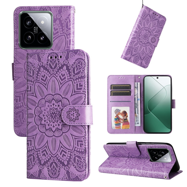 Embossed Sunflower Leather Phone Case, For Xiaomi 14 Ultra, For Xiaomi 14 Pro, For Xiaomi 14, For Xiaomi Redmi Note13 5G Global