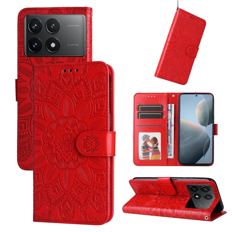 Embossed Sunflower Leather Phone Case, For Xiaomi Redmi K70 / K70 Pro, For Xiaomi Redmi Poco F5, For Xiaomi Redmi K60 / K60 Pro, For Xiaomi Redmi Note 12S 4G