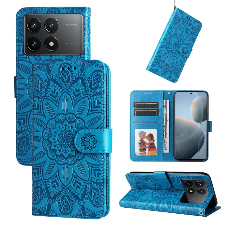 Embossed Sunflower Leather Phone Case, For Xiaomi Redmi K70 / K70 Pro, For Xiaomi Redmi Poco F5, For Xiaomi Redmi K60 / K60 Pro, For Xiaomi Redmi Note 12S 4G
