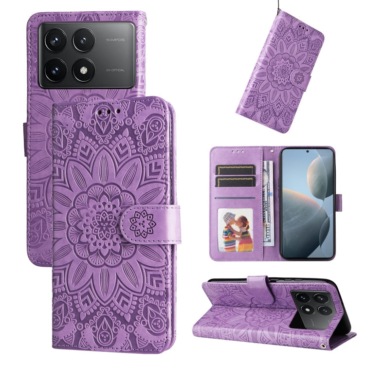 Embossed Sunflower Leather Phone Case, For Xiaomi Redmi K70 / K70 Pro, For Xiaomi Redmi Poco F5, For Xiaomi Redmi K60 / K60 Pro, For Xiaomi Redmi Note 12S 4G