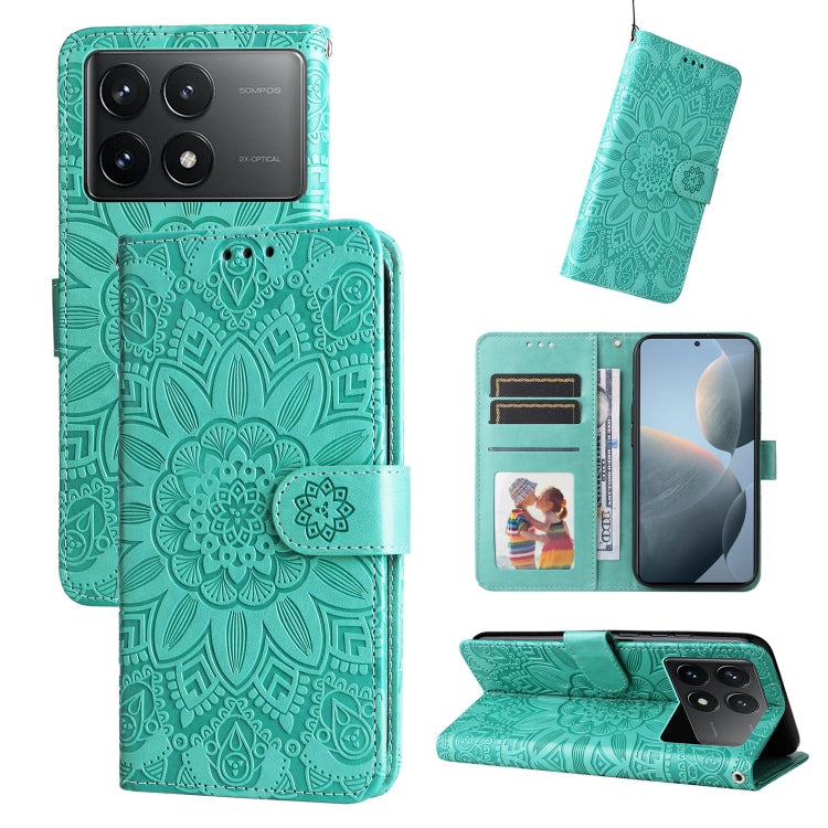 Embossed Sunflower Leather Phone Case, For Xiaomi Redmi A3, For Xiaomi Redmi Note13 Pro 4G Global/Poco M6 Pro 4G, For Xiaomi Redmi Note13 4G, For Xiaomi Redmi K70E