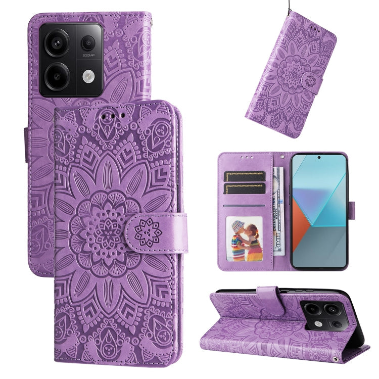 Embossed Sunflower Leather Phone Case, For Xiaomi Redmi 13C 4G, For Xiaomi Redmi Note13 Pro+ 5G Global, For Xiaomi Redmi Note13 Pro 5G Global, For Xiaomi 13T / Redmi K60 Ultra