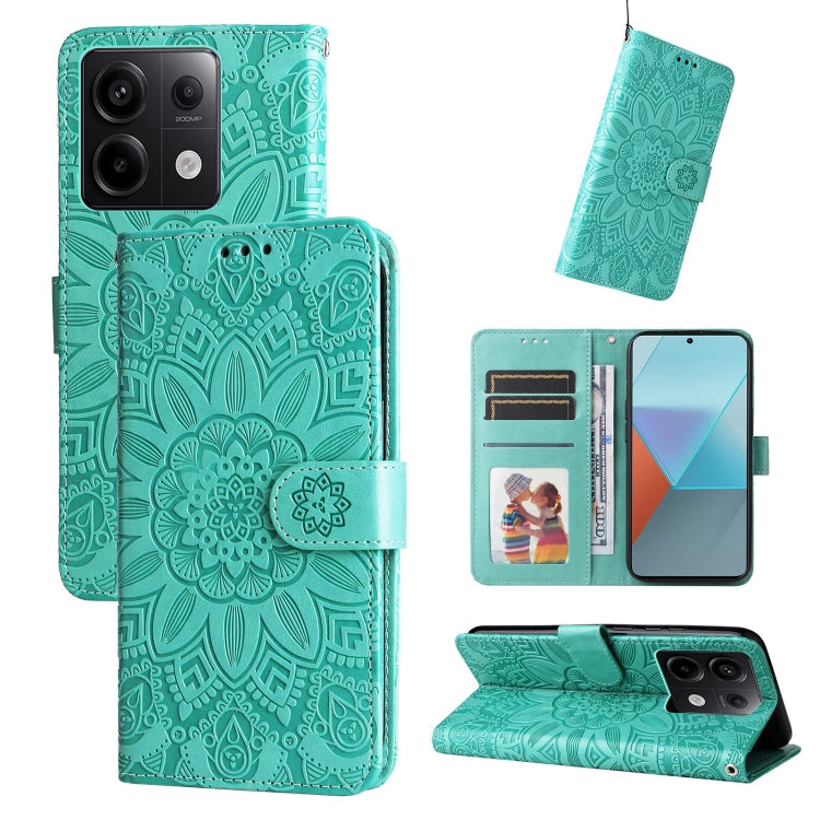 Embossed Sunflower Leather Phone Case, For Xiaomi Redmi 13C 4G, For Xiaomi Redmi Note13 Pro+ 5G Global, For Xiaomi Redmi Note13 Pro 5G Global, For Xiaomi 13T / Redmi K60 Ultra