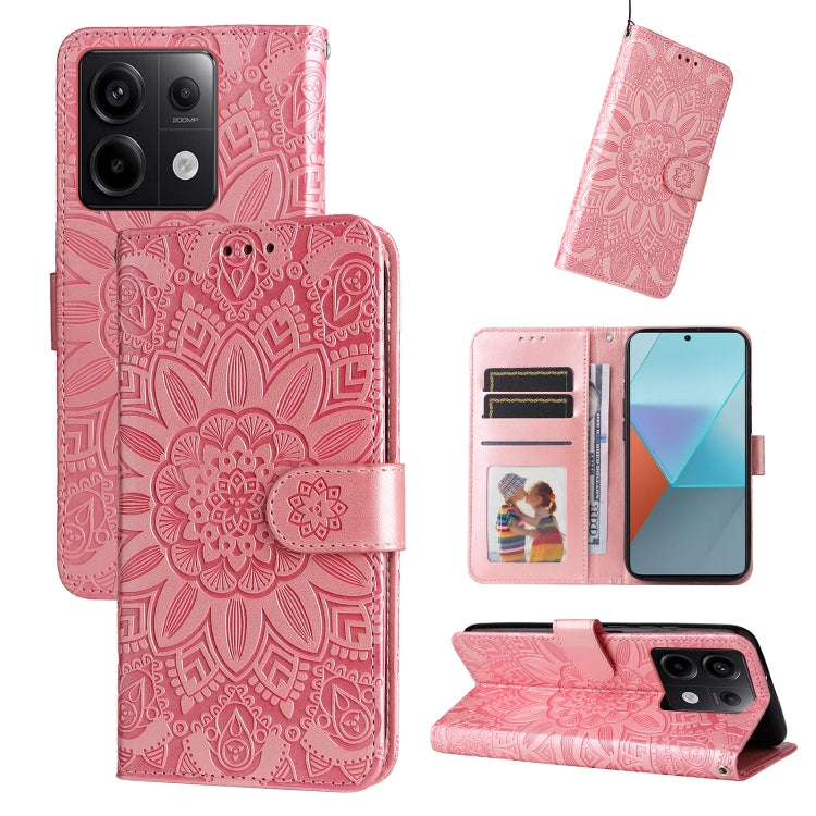 Embossed Sunflower Leather Phone Case, For Xiaomi Redmi 13C 4G, For Xiaomi Redmi Note13 Pro+ 5G Global, For Xiaomi Redmi Note13 Pro 5G Global, For Xiaomi 13T / Redmi K60 Ultra