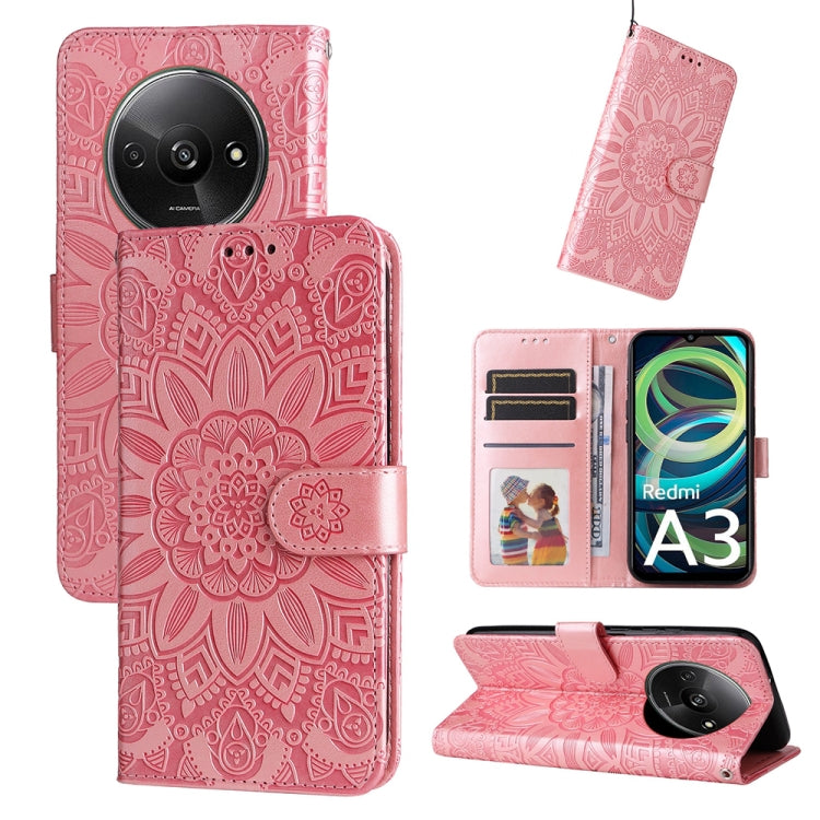 Embossed Sunflower Leather Phone Case, For Xiaomi Redmi A3, For Xiaomi Redmi Note13 Pro 4G Global/Poco M6 Pro 4G, For Xiaomi Redmi Note13 4G, For Xiaomi Redmi K70E
