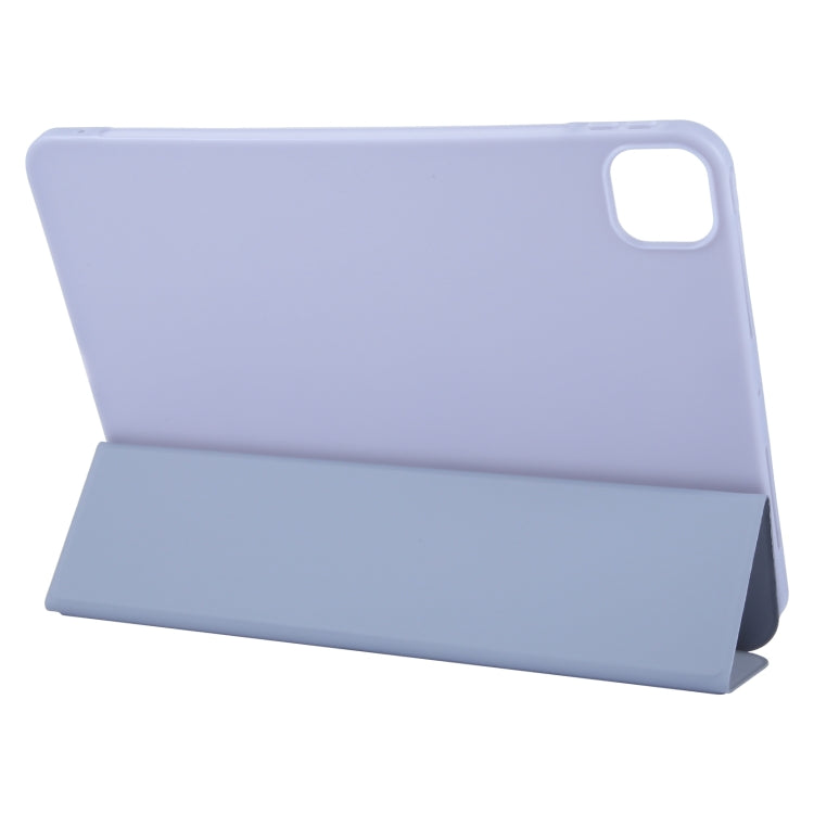 For iPad Air 11 2026 / 2025 / 2024 GEBEI 3-folding Holder Shockproof Flip Leather Tablet Case(Light Purple)