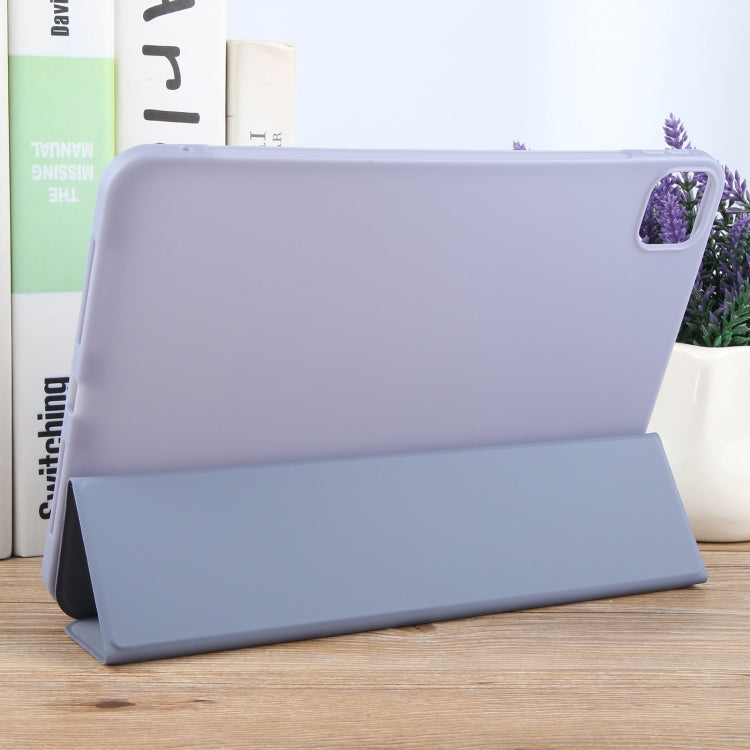 For iPad Air 11 2026 / 2025 / 2024 GEBEI 3-folding Holder Shockproof Flip Leather Tablet Case(Light Purple)