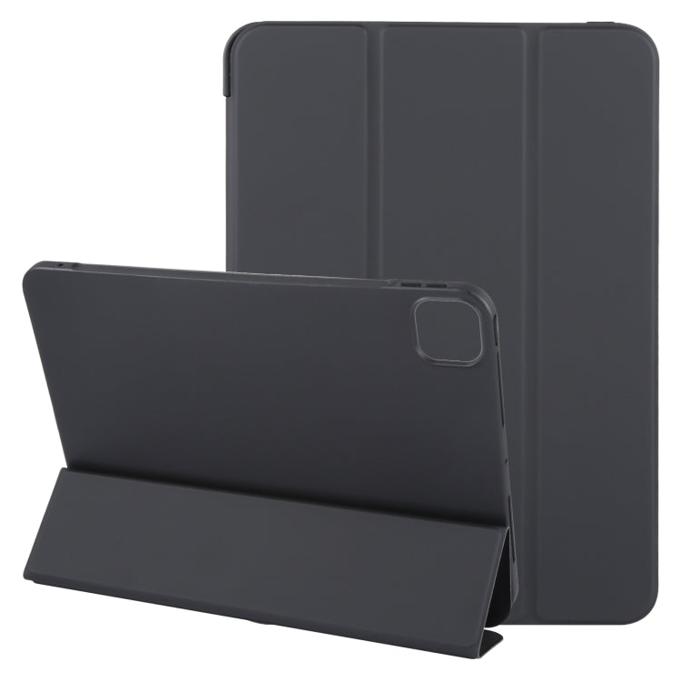 For iPad Air 11 2026 / 2025 / 2024 GEBEI 3-folding Holder Shockproof Flip Leather Tablet Case(Black)