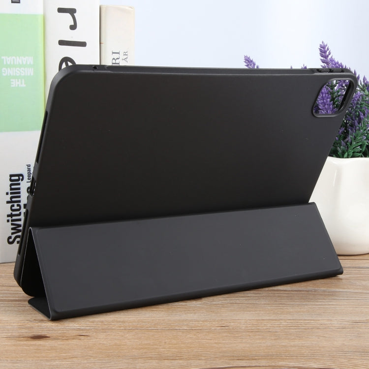 For iPad Air 11 2026 / 2025 / 2024 GEBEI 3-folding Holder Shockproof Flip Leather Tablet Case(Black)