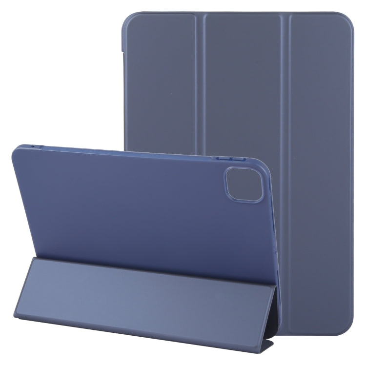 For iPad Pro 11 2025 / 2024 GEBEI 3-folding Holder Shockproof Flip Leather Tablet Case(Dark Blue)