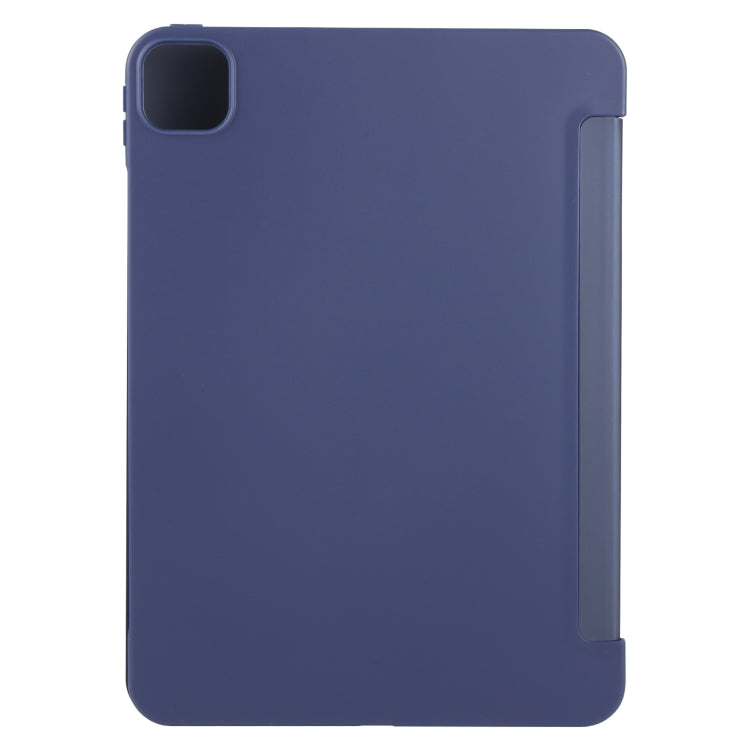 For iPad Pro 11 2025 / 2024 GEBEI 3-folding Holder Shockproof Flip Leather Tablet Case(Dark Blue)