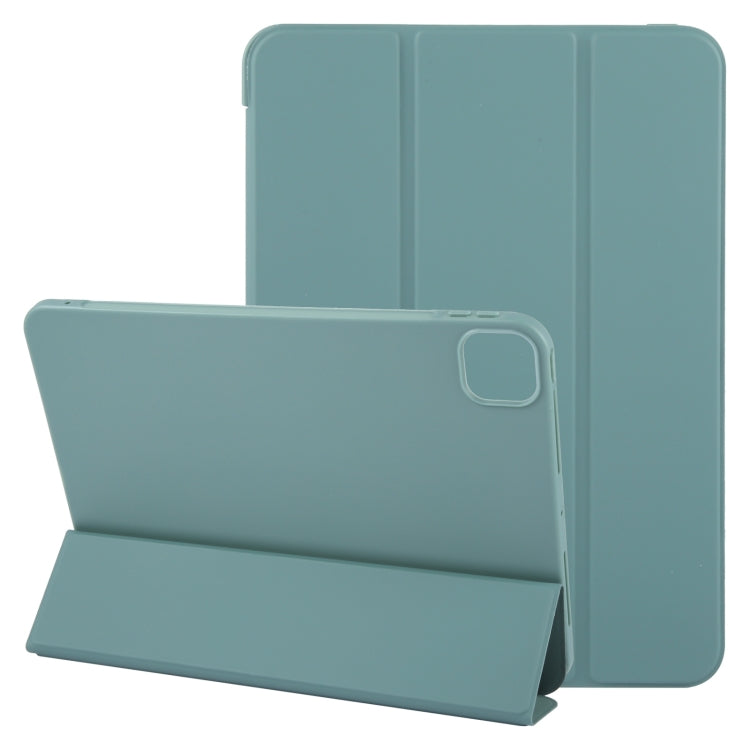 For iPad Pro 11 2025 / 2024 GEBEI 3-folding Holder Shockproof Flip Leather Tablet Case(Dark Green)