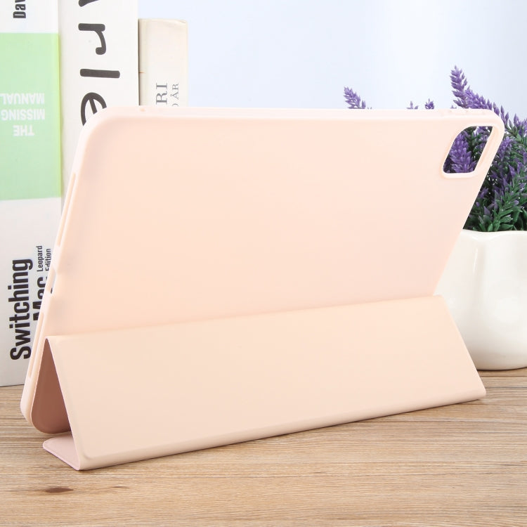 For iPad Pro 11 2025 / 2024 GEBEI 3-folding Holder Shockproof Flip Leather Tablet Case(Pink)