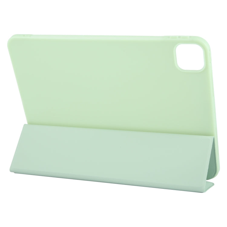 For iPad Pro 11 2025 / 2024 GEBEI 3-folding Holder Shockproof Flip Leather Tablet Case(Green)