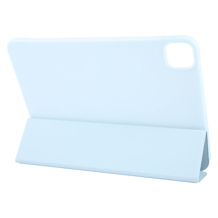 For iPad Air 13 2026 / 2025 / 2024 GEBEI 3-folding Holder Shockproof Flip Leather Tablet Case(Sky Blue)