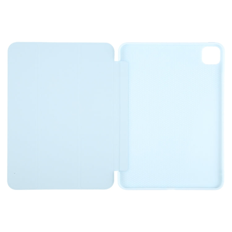 For iPad Air 13 2026 / 2025 / 2024 GEBEI 3-folding Holder Shockproof Flip Leather Tablet Case(Sky Blue)