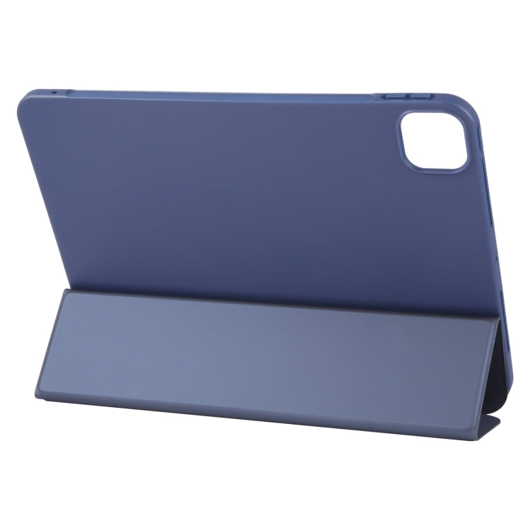 For iPad Air 13 2026 / 2025 / 2024 GEBEI 3-folding Holder Shockproof Flip Leather Tablet Case(Dark Blue)