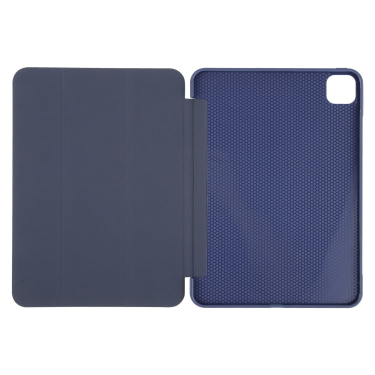 For iPad Air 13 2026 / 2025 / 2024 GEBEI 3-folding Holder Shockproof Flip Leather Tablet Case(Dark Blue)