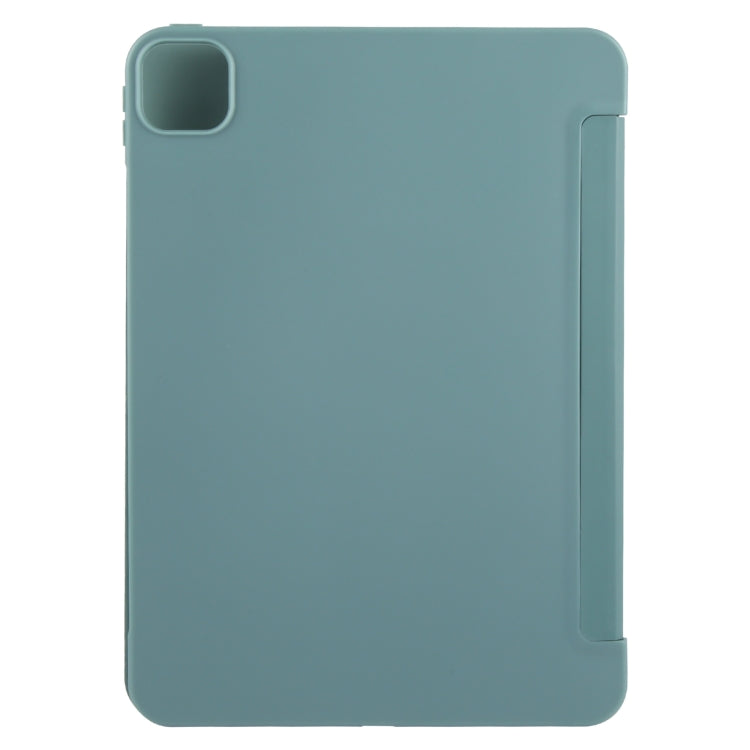 For iPad Air 13 2026 / 2025 / 2024 GEBEI 3-folding Holder Shockproof Flip Leather Tablet Case(Dark Green)