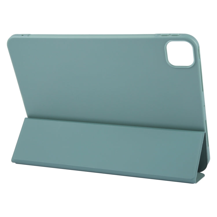 For iPad Air 13 2026 / 2025 / 2024 GEBEI 3-folding Holder Shockproof Flip Leather Tablet Case(Dark Green)