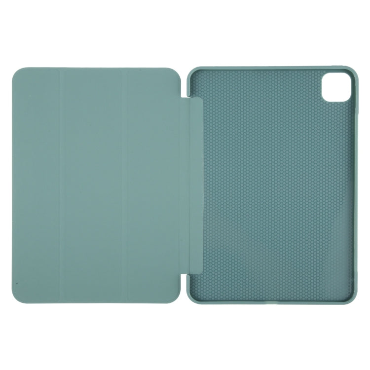 For iPad Air 13 2026 / 2025 / 2024 GEBEI 3-folding Holder Shockproof Flip Leather Tablet Case(Dark Green)