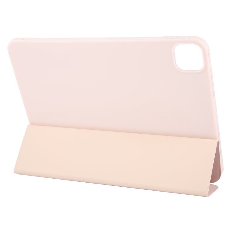 For iPad Pro 13 2025 / 2024 GEBEI 3-folding Holder Shockproof Flip Leather Tablet Case(Pink)