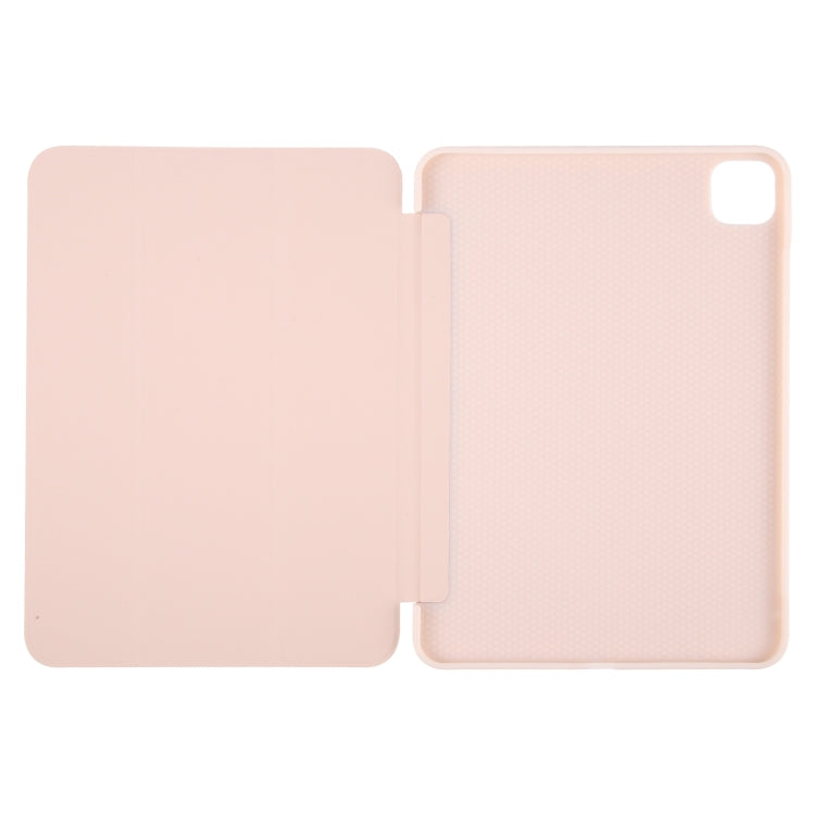 For iPad Pro 13 2025 / 2024 GEBEI 3-folding Holder Shockproof Flip Leather Tablet Case(Pink)