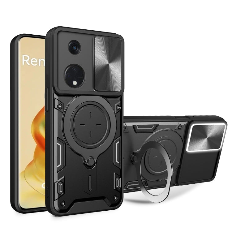 CD Texture Sliding Camshield Magnetic Holder Phone Case, For OPPO Reno8 T 5G, For OPPO A17 4G, For OPPO Reno8 Pro 5G, For OPPO Reno8 5G