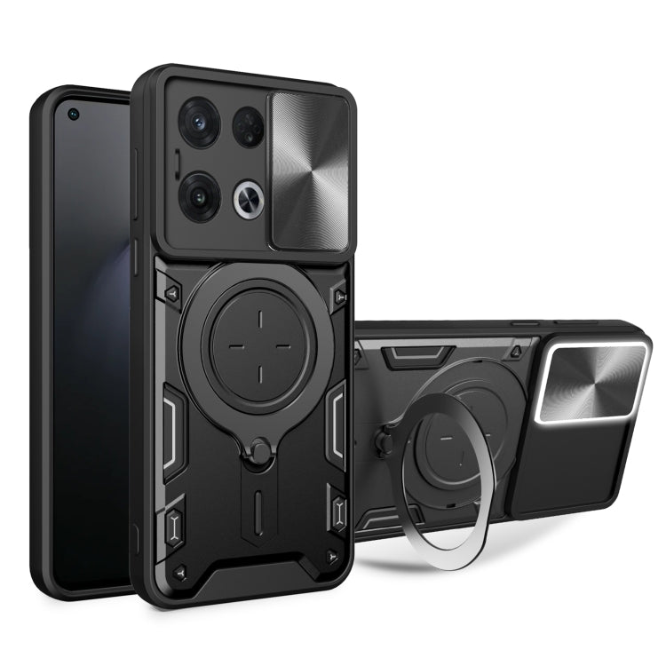 CD Texture Sliding Camshield Magnetic Holder Phone Case, For OPPO Reno8 T 5G, For OPPO A17 4G, For OPPO Reno8 Pro 5G, For OPPO Reno8 5G