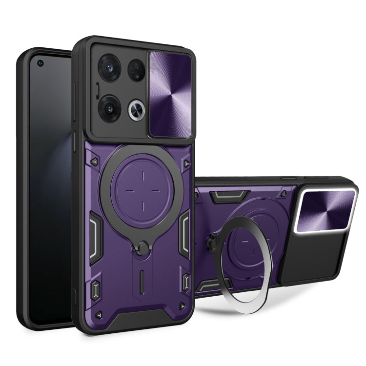 CD Texture Sliding Camshield Magnetic Holder Phone Case, For OPPO Reno8 T 5G, For OPPO A17 4G, For OPPO Reno8 Pro 5G, For OPPO Reno8 5G