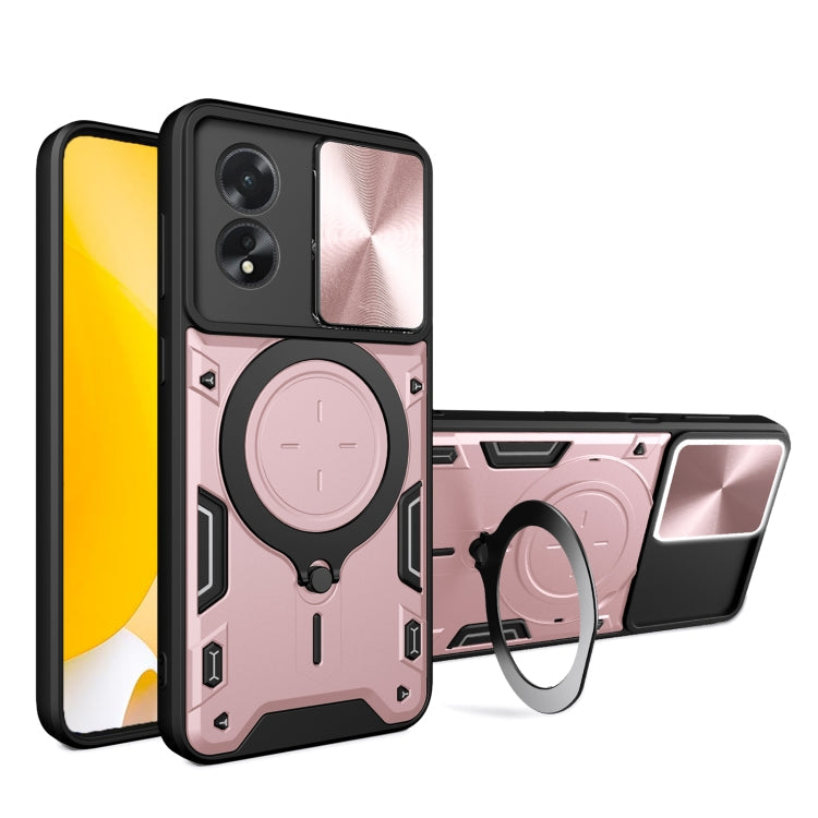 CD Texture Sliding Camshield Magnetic Holder Phone Case, For OPPO Reno11 5G Global, For OPPO Reno11 Pro 5G Global, For OPPO A38 4G Global, For OPPO A58 4G Global