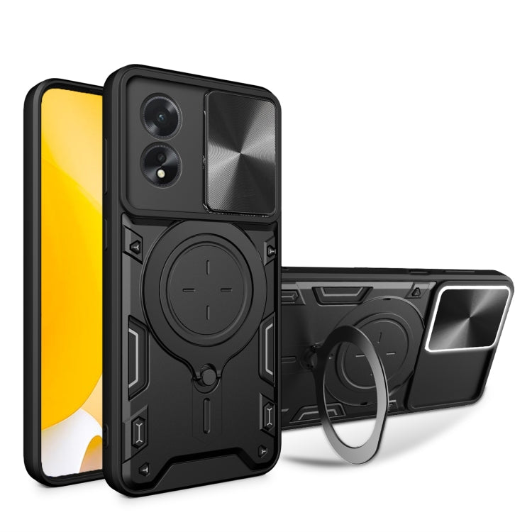 CD Texture Sliding Camshield Magnetic Holder Phone Case, For OPPO Reno11 5G Global, For OPPO Reno11 Pro 5G Global, For OPPO A38 4G Global, For OPPO A58 4G Global
